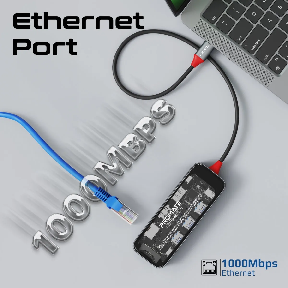 11-in-1 Transparent Ultra-Fast Multiport USB-C Hub with 100W Power Delivery