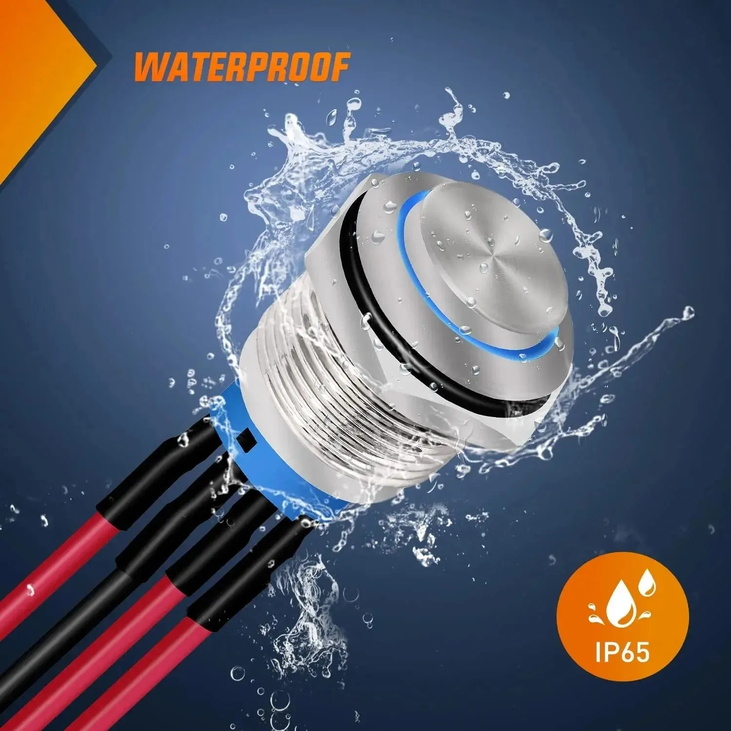 19mm 12V Waterproof ON Off Latching Push Button Switch