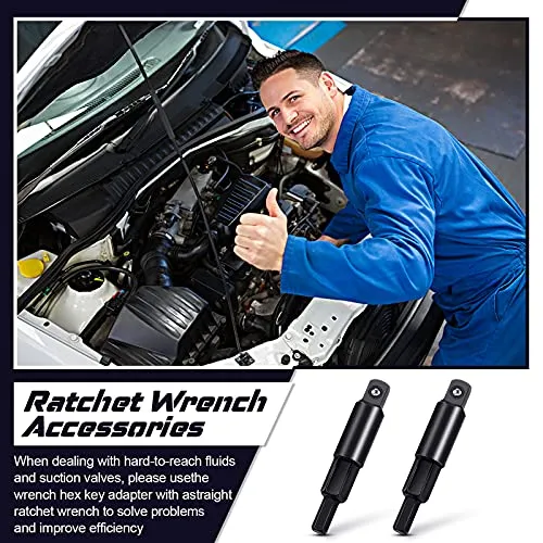 2 Pieces HVAC Service Wrench Set 3/16 to 5/16 Allen Wrench Tools Hex Key Adapter for Straight Metric for Fixing Air Conditioning Refrigeration Device