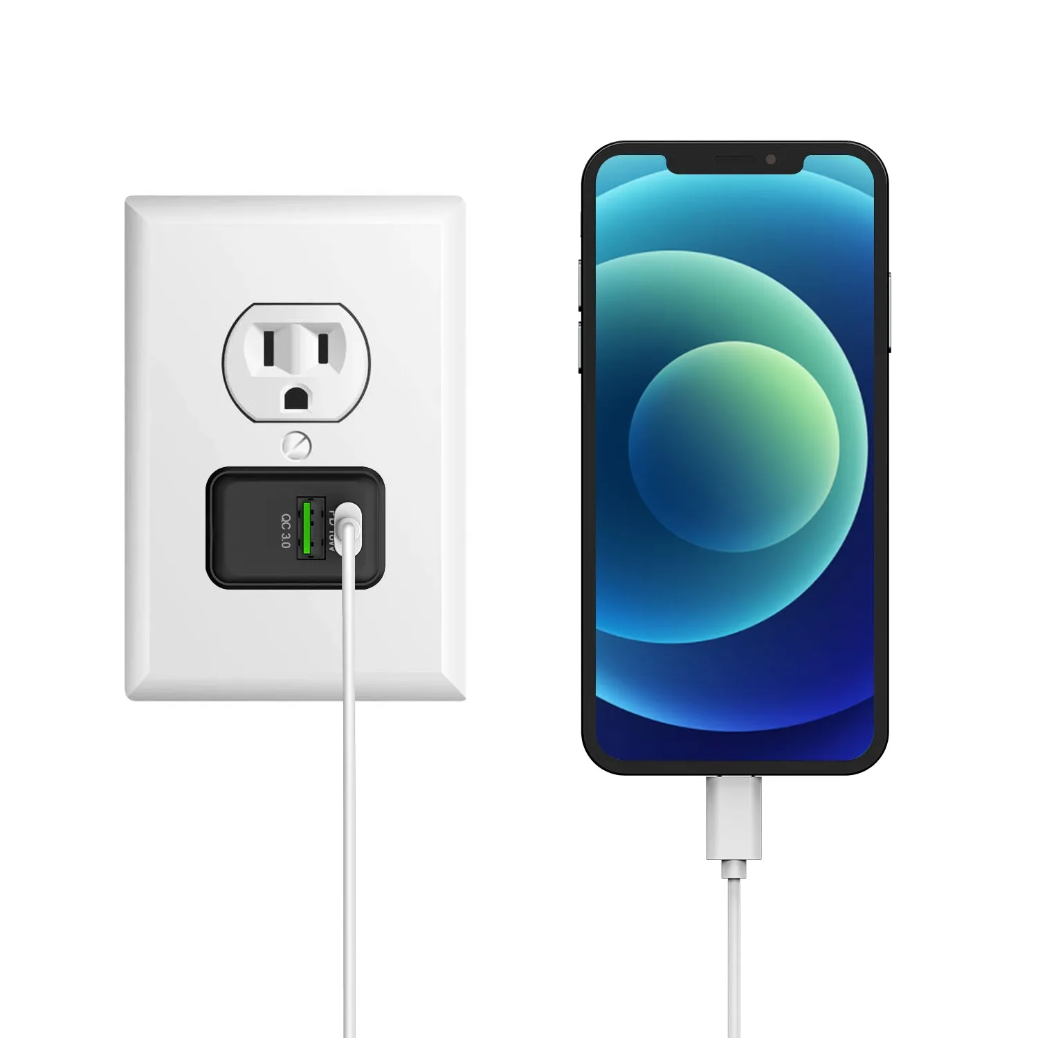 2-Port, 20W Fast Charging Wall Charger (USB-C   USB-A)