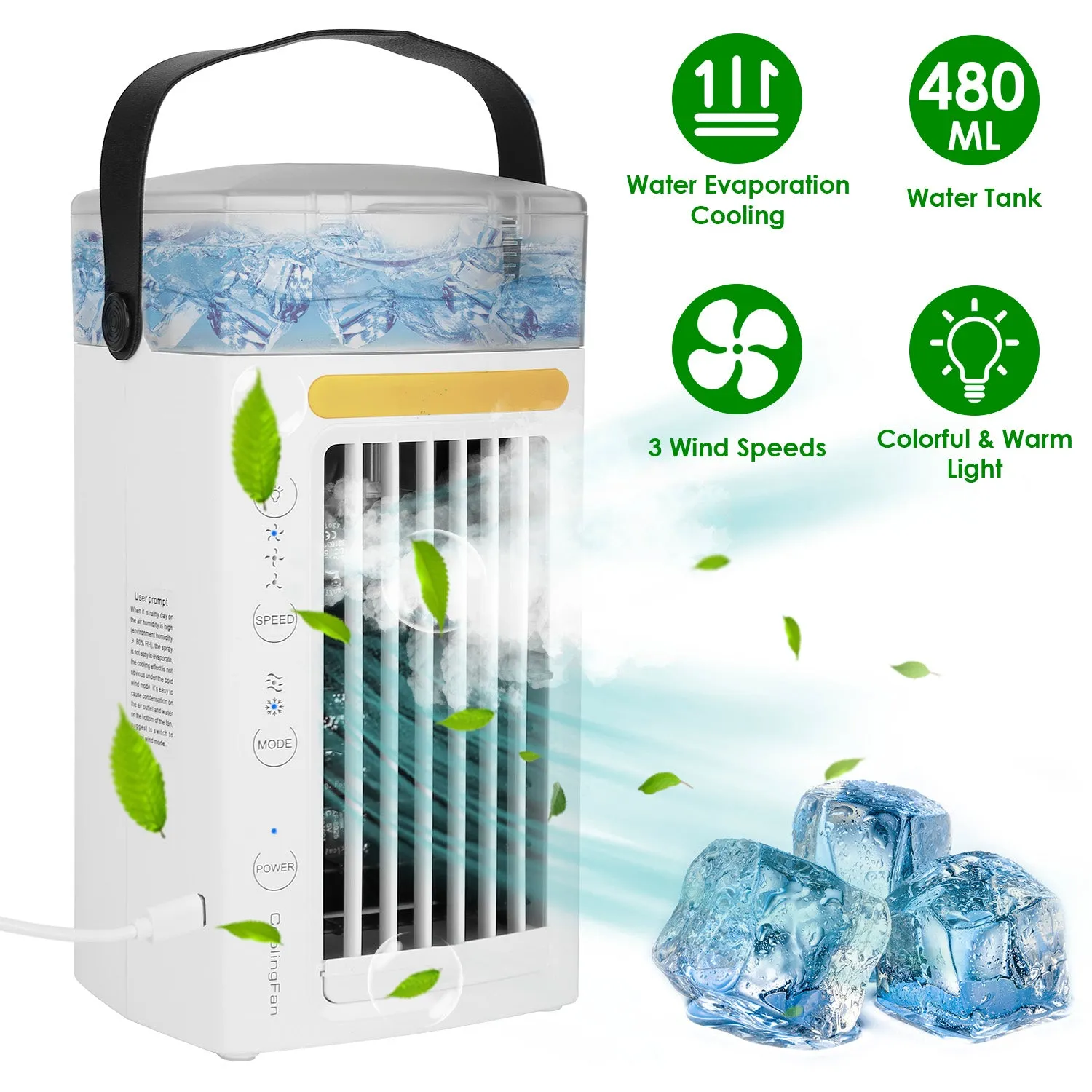 4-in-1 Evaporative Air Cooler Water Mist Cooling Fan