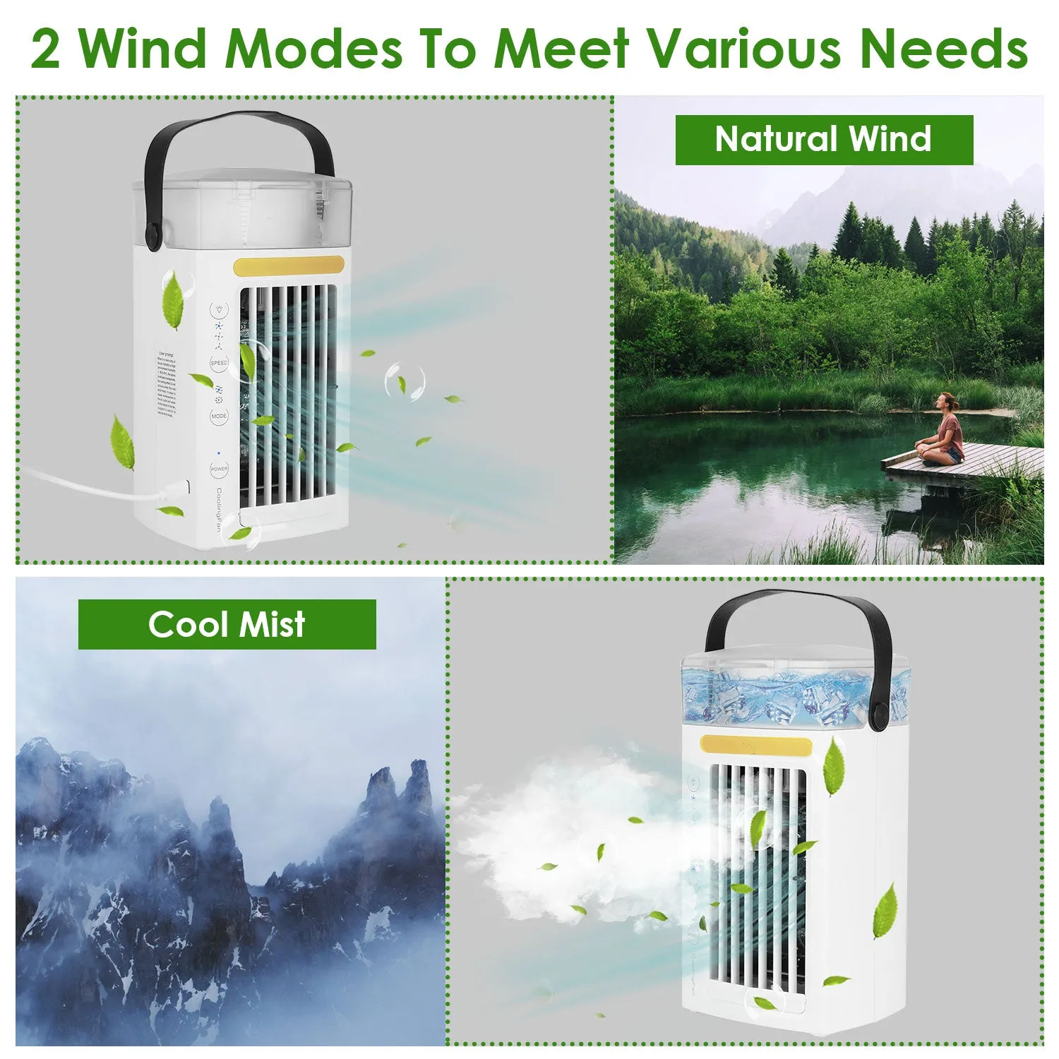 4-in-1 Evaporative Air Cooler Water Mist Cooling Fan
