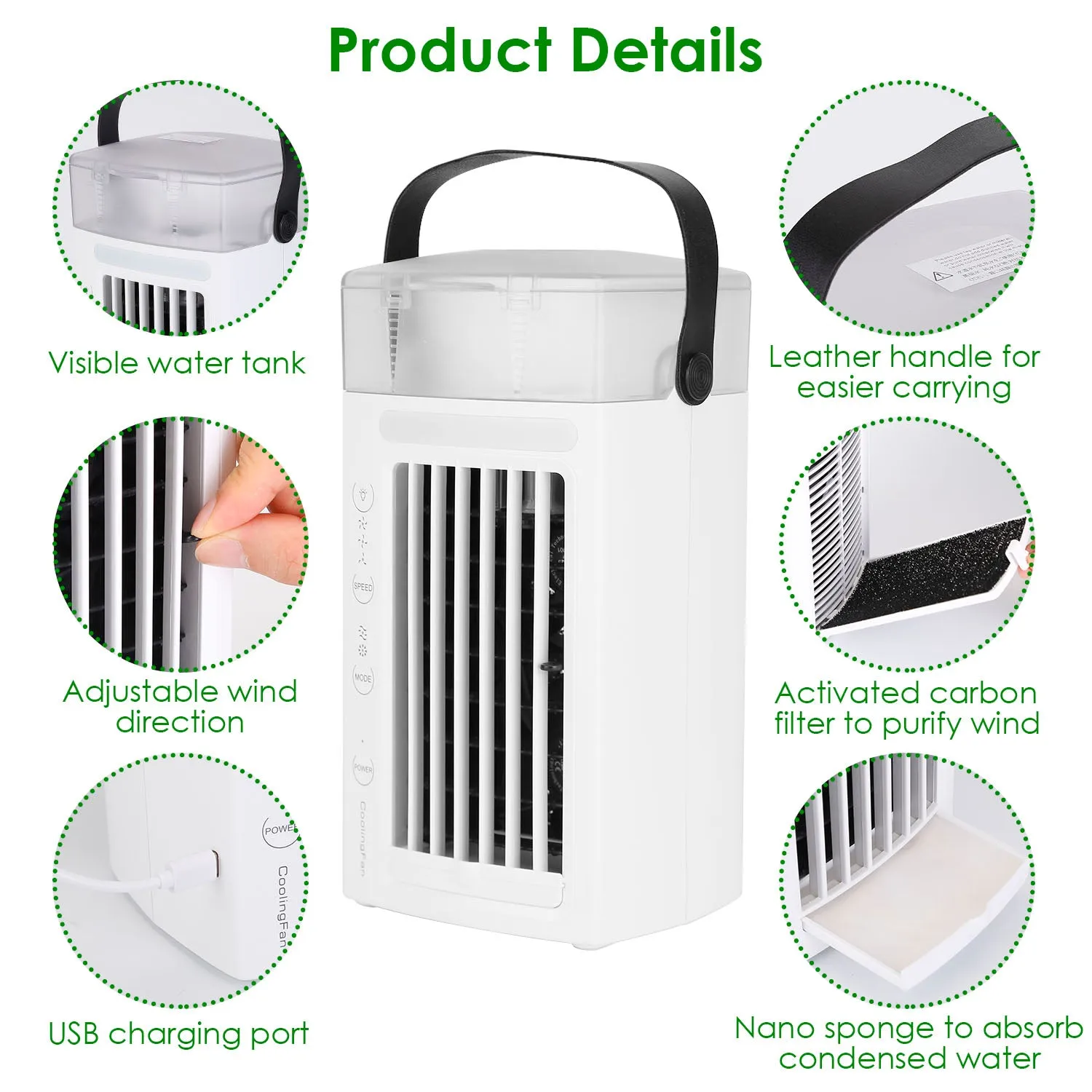 4-in-1 Evaporative Air Cooler Water Mist Cooling Fan