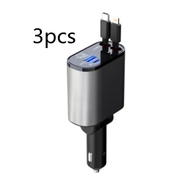 4 in 1 iPhone Galaxy 120W Metal Fast Car Charger | USB And TYPE-C Adapter