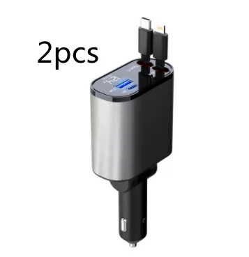 4 in 1 iPhone Galaxy 120W Metal Fast Car Charger | USB And TYPE-C Adapter