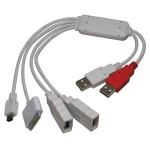 4 Port USB2.0 Squid Hub, Mini5 & Female x 2