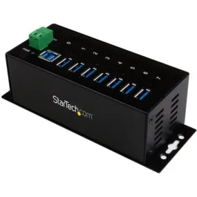 7 Port Industrial USB 3.0 Hub - 15kV ESD and 350W Surge Protection - DIN Rail / Surface Mountable Metal Housing - Wide-range 7-48V DC Terminal Block Power Input