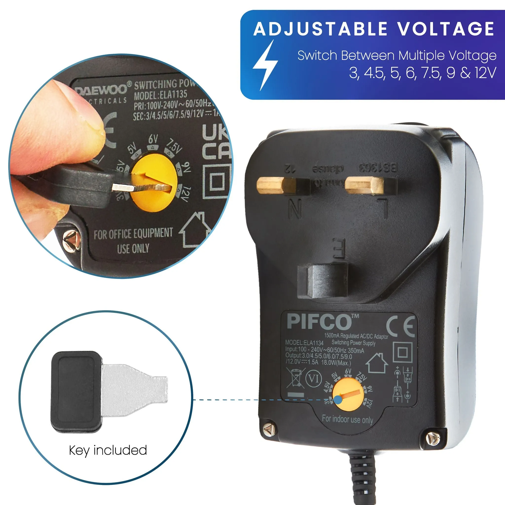 AC/DC Power Supply Multi Adaptor With USB - 1500mA