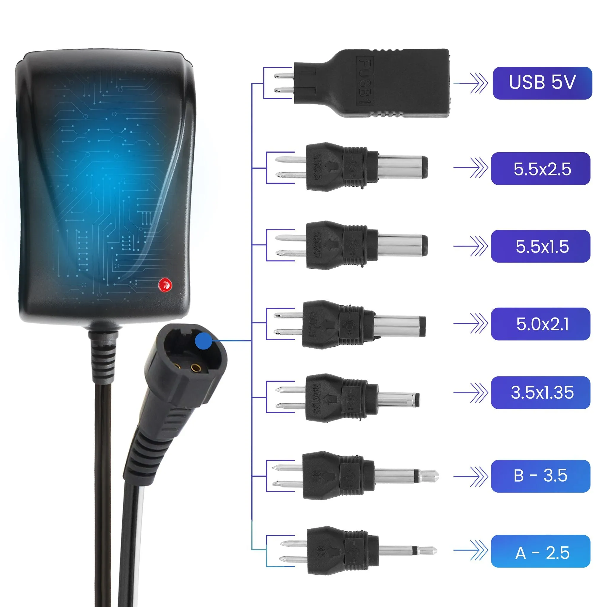 AC/DC Power Supply Multi Adaptor With USB - 1500mA