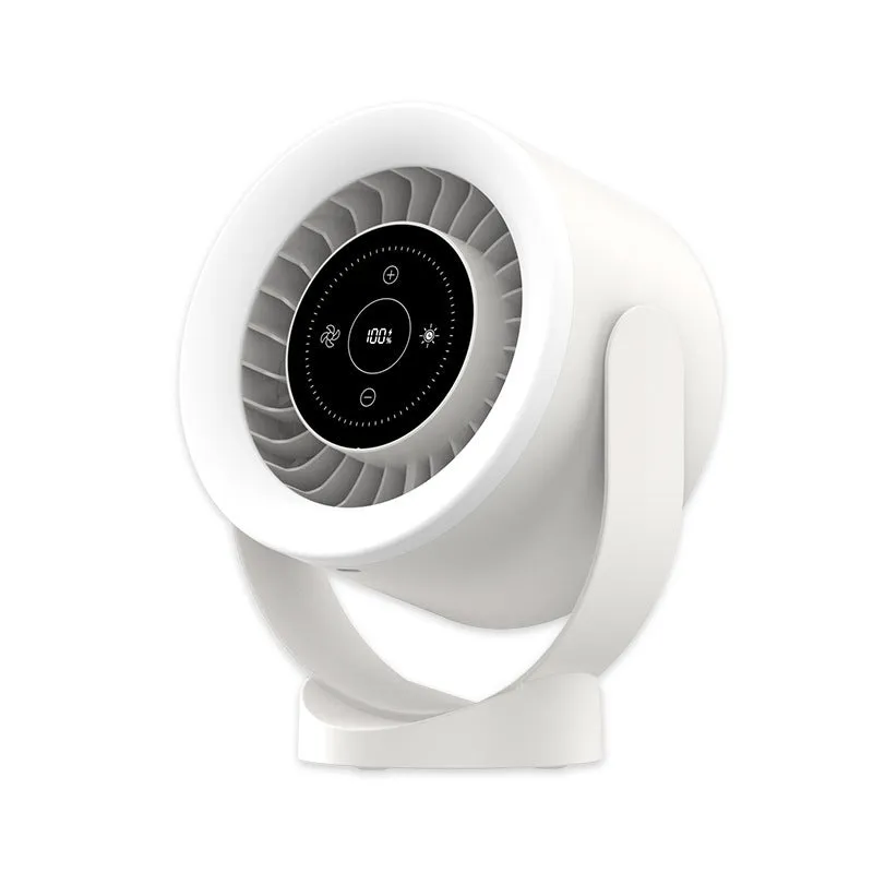 Adjustable Fan Light | Desktop & Wall-Mount | Rechargeable LED Display & USB Cooling Fan