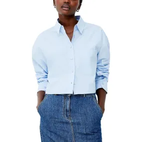 Alissa Womens Crop Cotton Button-Down Top