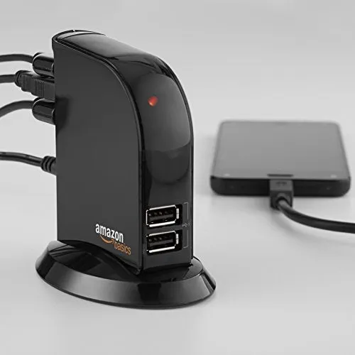 Amazon Basics 7 Port USB 2.0 Hub Tower with 5V/4A Power Adapter