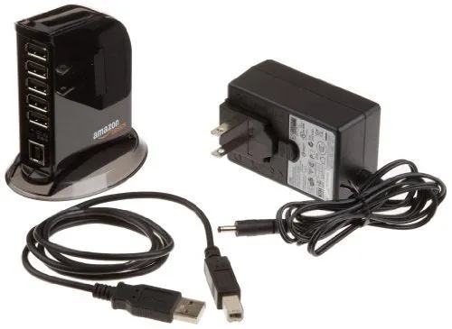 Amazon Basics 7 Port USB 2.0 Hub Tower with 5V/4A Power Adapter