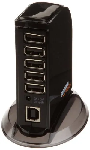 Amazon Basics 7 Port USB 2.0 Hub Tower with 5V/4A Power Adapter