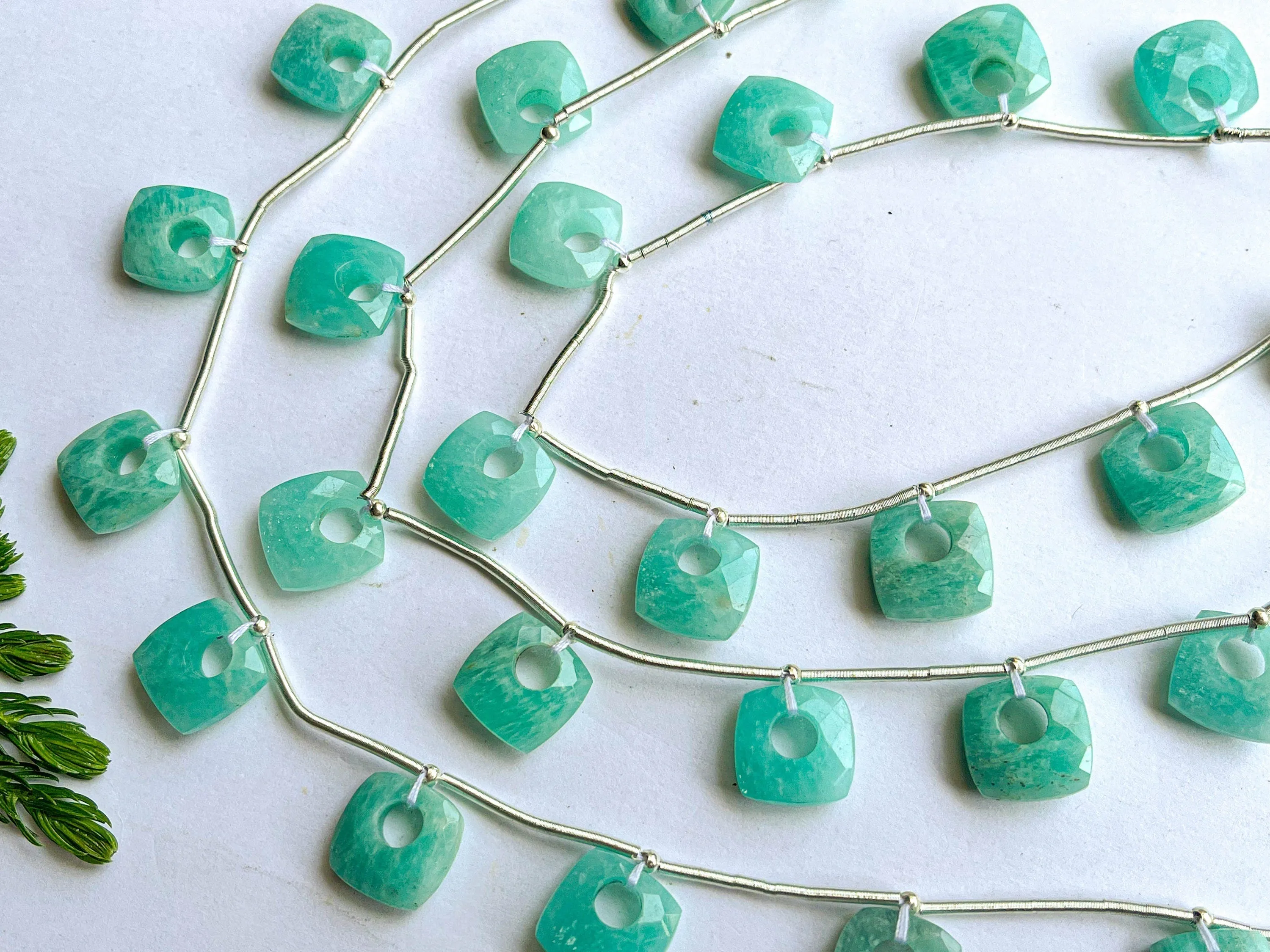 Amazonite Cushion Hoop Shape Faceted Briolette Beads, Natural Amazonite Gemstone, Amazonite cushion beads, 12x12mm, 10 Pieces