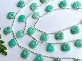 Amazonite Cushion Hoop Shape Faceted Briolette Beads, Natural Amazonite Gemstone, Amazonite cushion beads, 12x12mm, 10 Pieces