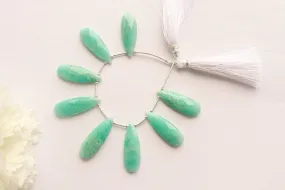 Amazonite Faceted Long Pear Shape Briolette | 10x30 Pieces | 8 Pieces | Side Drill | Natural Gemstone Beads for jewelry making