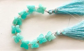 Amazonite Smooth Butterfly Shape Double Drill Beads, Rare Gemstone Design for Jewelry Making, 10x12mm, 10 Pieces String