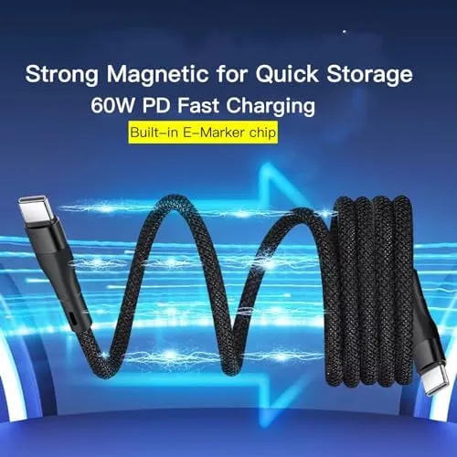Anti Tangles 60W Type-C to C Magnetic Charge Cable-Black
