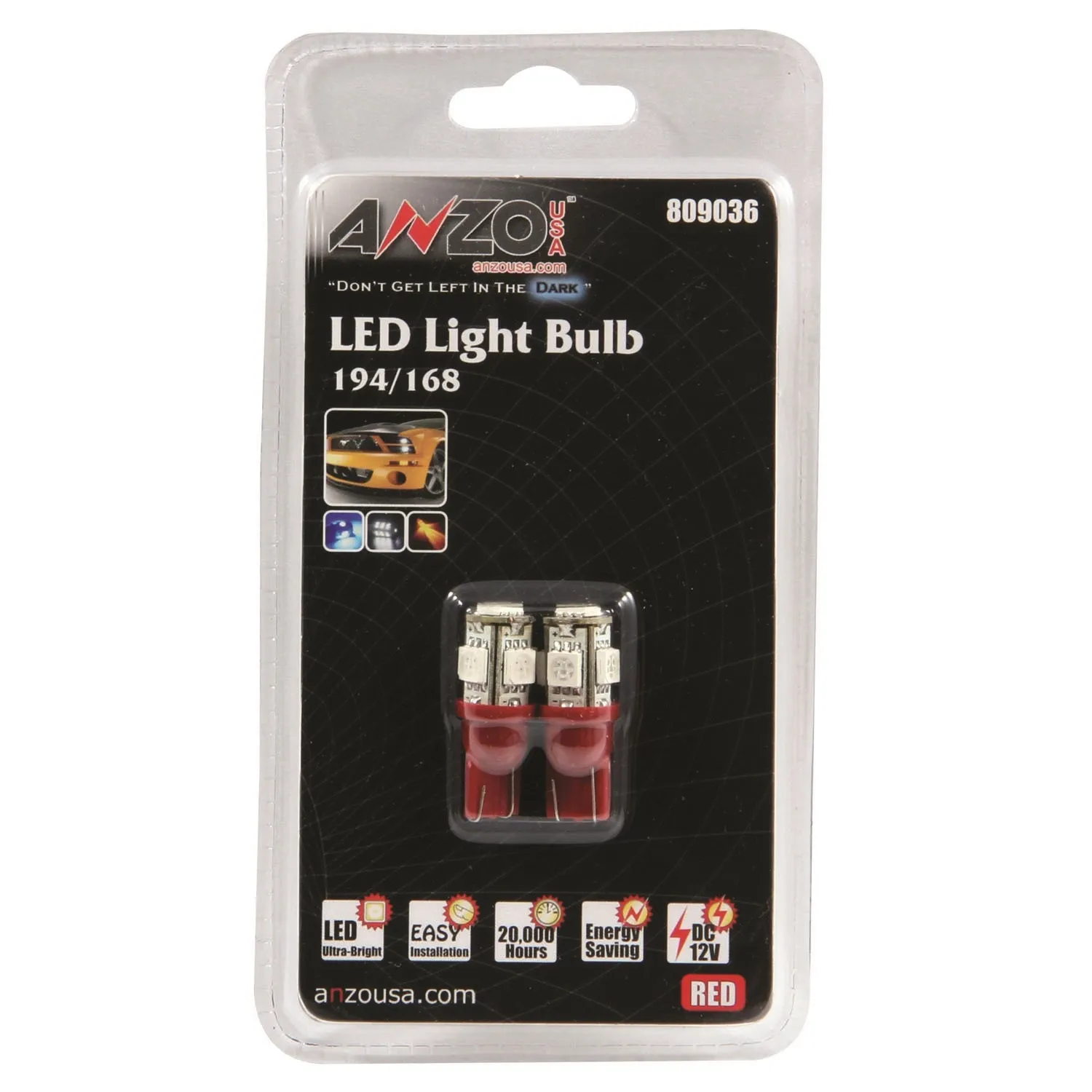 Anzo USA 809036 LED Replacement Bulb; 194/168; 5 LEDs; Red;