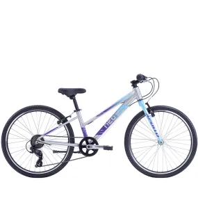 Apollo NEO  24" 7 Speed Kids Bikes - Brushed Alloy / Ice Blue / Purple Fade