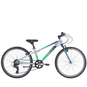 Apollo NEO  24" 7 Speed Kids Bikes - Brushed Alloy / Navy Blue / Green Fade