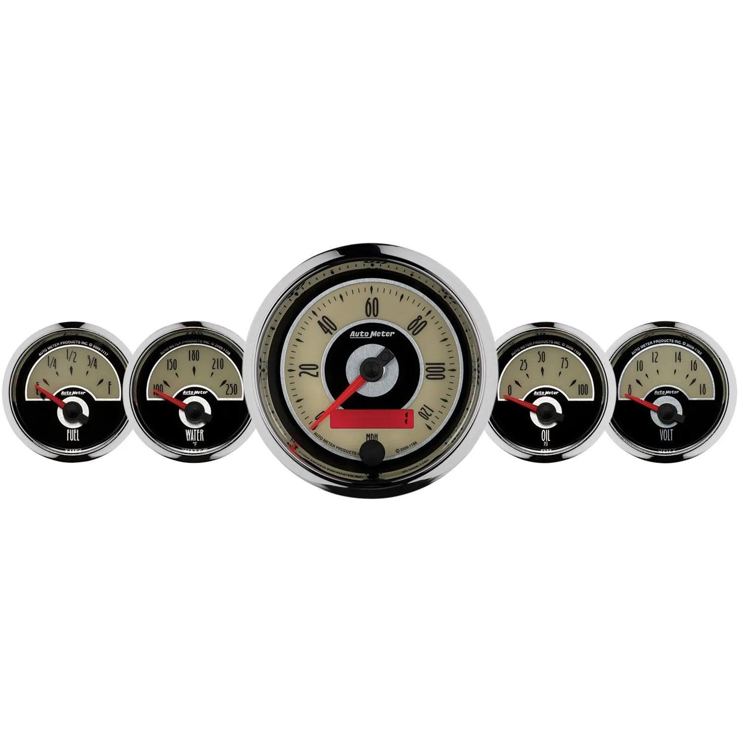 AutoMeter 1101 GAUGE KIT; 5 PC.; 3 3/8in./2 1/16in.; ELEC. SPEEDOMETER; CRUISER
