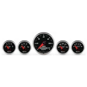 AutoMeter 1201 GAUGE KIT; 5 PC.; 3 3/8in./2 1/16in.; ELEC. SPEEDOMETER; DESIGNER BLACK II