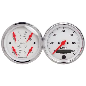 AutoMeter 1308 2 PC. GAUGE KIT; 3-3/8in. QUAD/SPEEDOMETER; 240-33 O; ARCTIC WHITE
