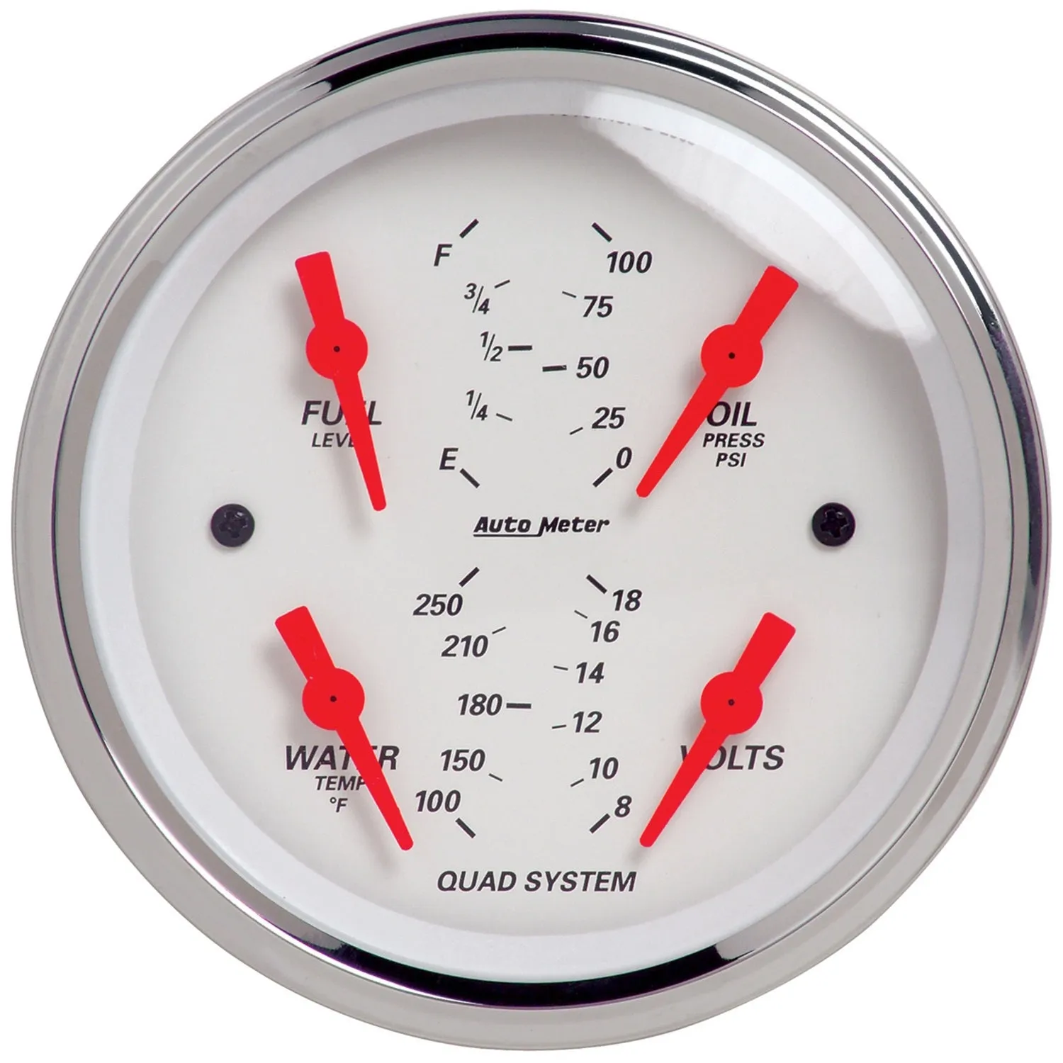 AutoMeter 1308 2 PC. GAUGE KIT; 3-3/8in. QUAD/SPEEDOMETER; 240-33 O; ARCTIC WHITE