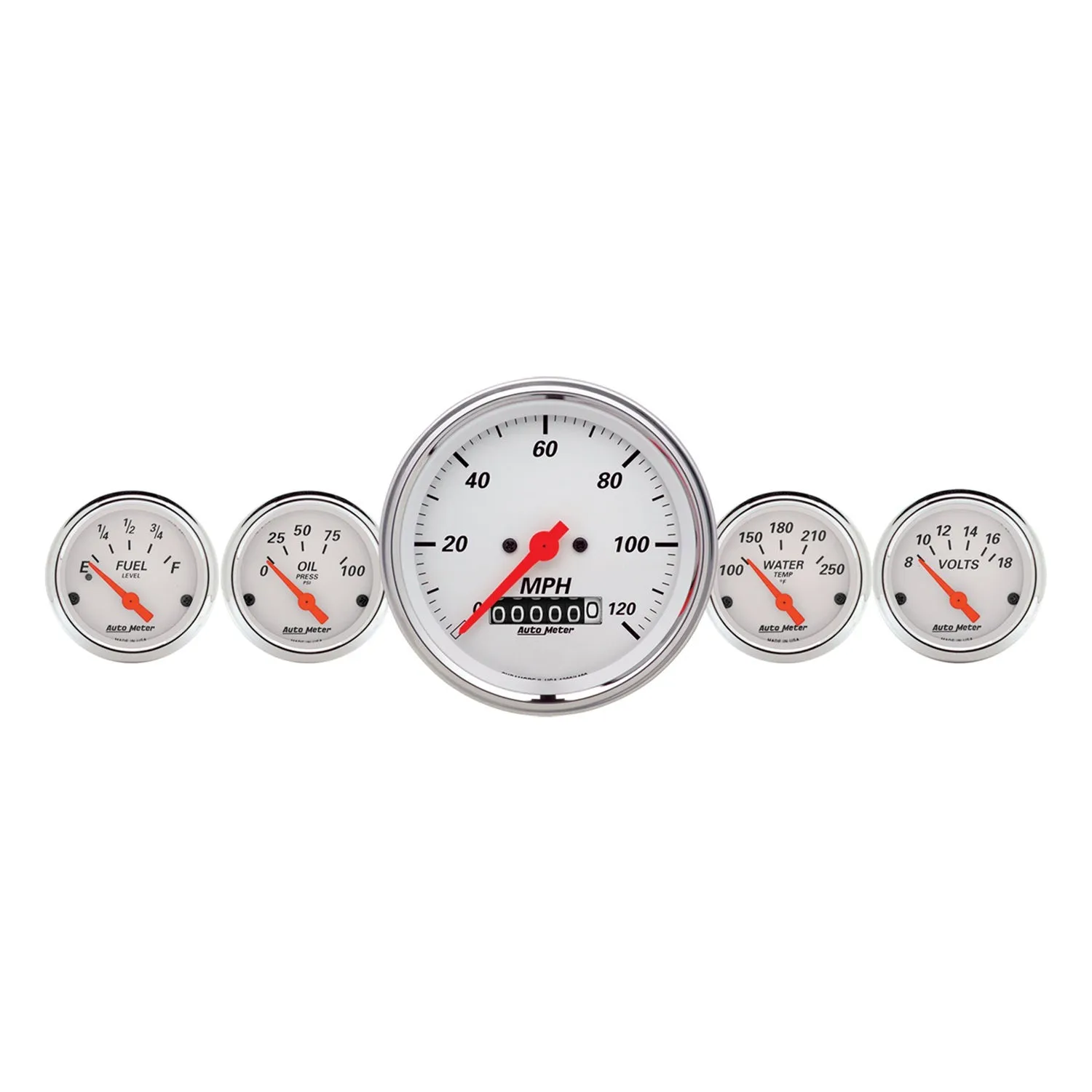 AutoMeter 1340 GAUGE KIT; 5 PC.; 3 3/8in./2 1/16in.; ELEC. SPEEDOMETER; ARCTIC WHITE