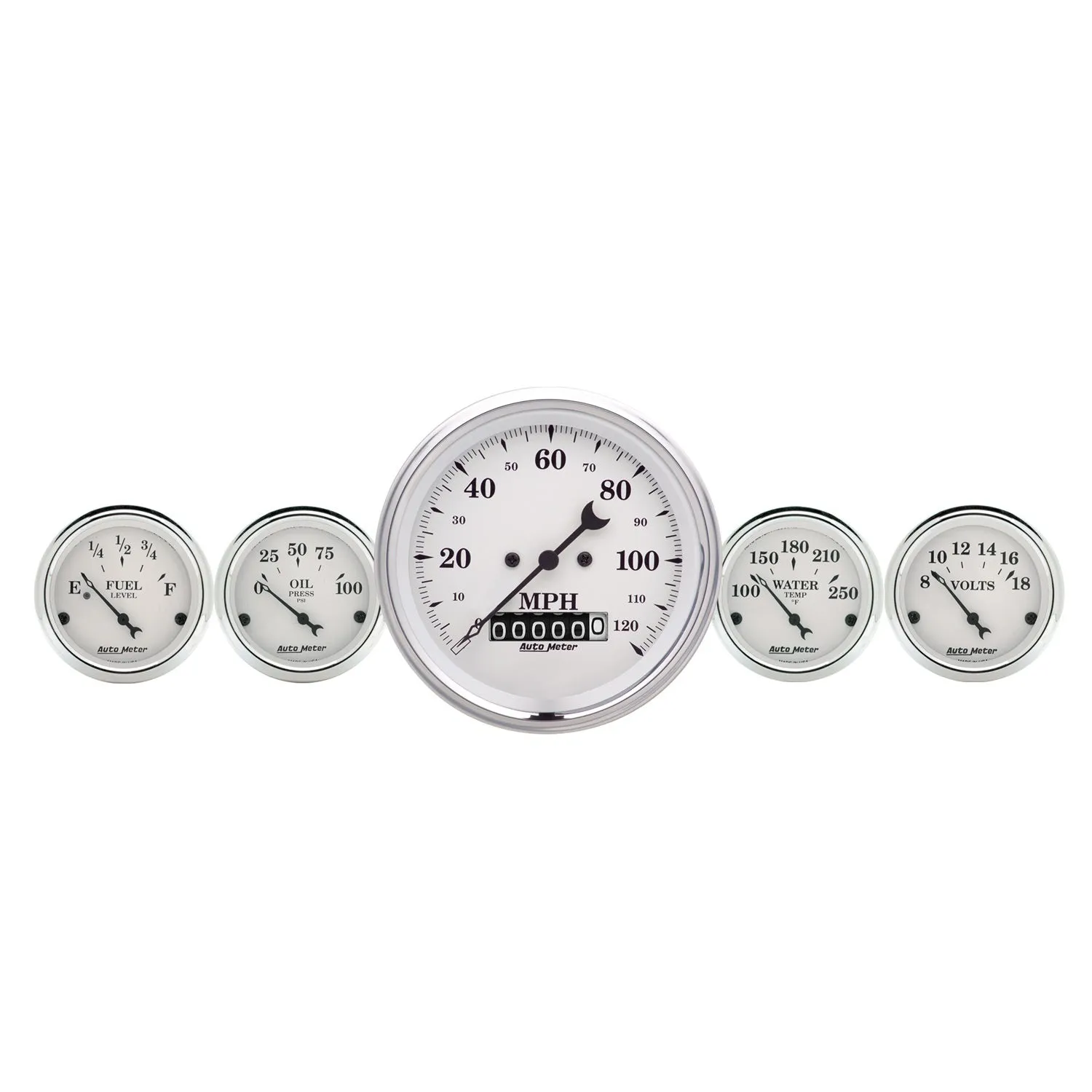 AutoMeter 1600 2 PC. GAUGE KIT; 3-3/8in. QUAD/SPEEDOMETER; 240-33 O; OLD TYME WHITE