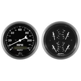 AutoMeter 1700 2 PC. GAUGE KIT; 3-3/8in. QUAD/SPEEDOMETER; 240-33 O; OLD TYME BLACK