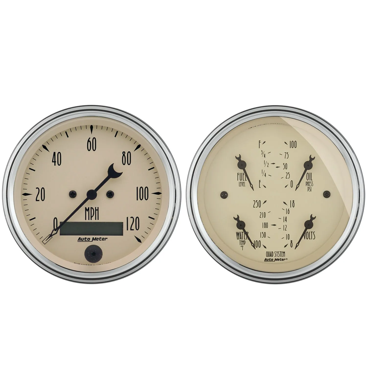 AutoMeter 1800 2 PC. GAUGE KIT; 3-3/8in. QUAD/SPEEDOMETER; 240-33 O; ANTIQUE BEIGE