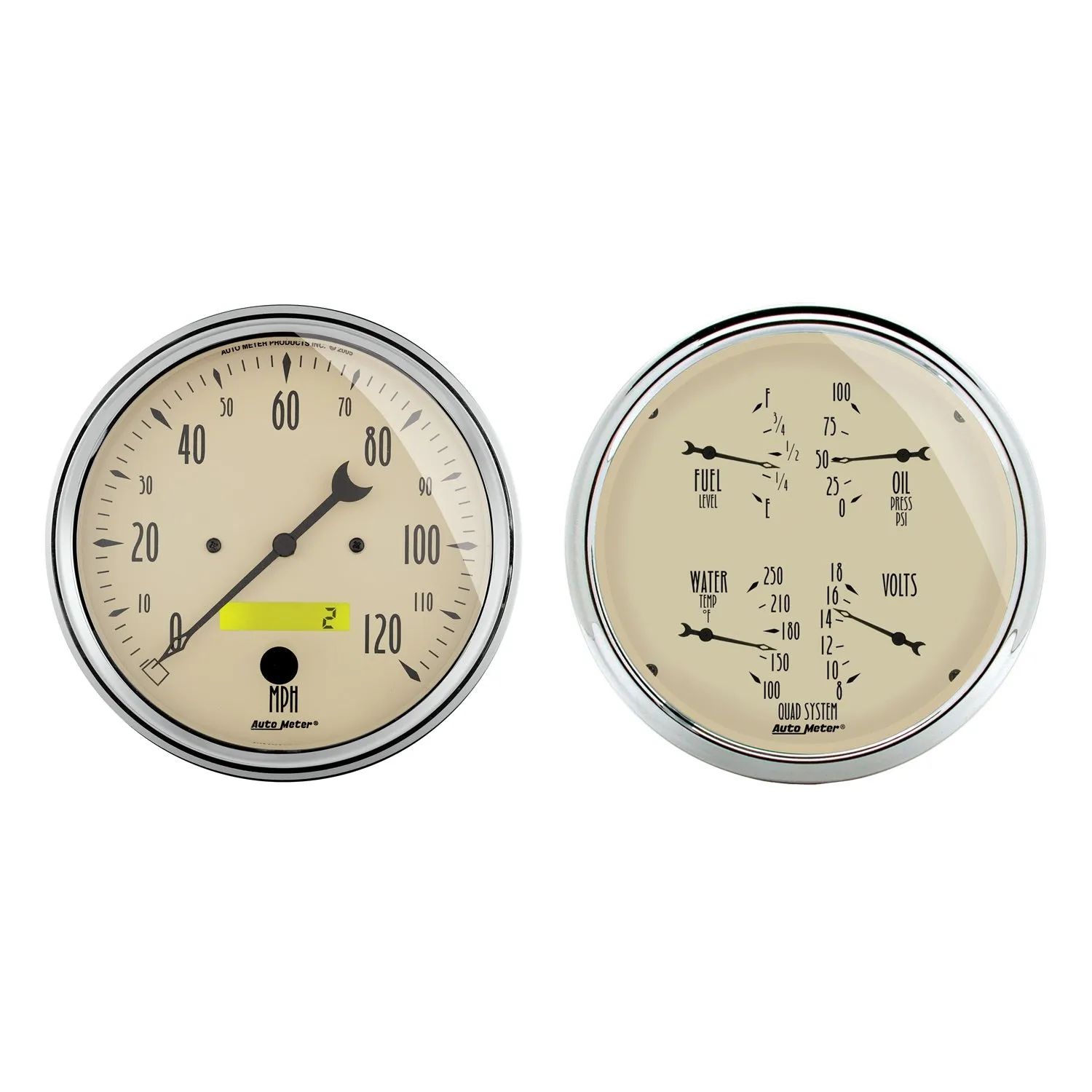AutoMeter 1803 2 PC. GAUGE KIT; 5in. QUAD/SPEEDOMETER; 240-33 O; ANTIQUE BEIGE