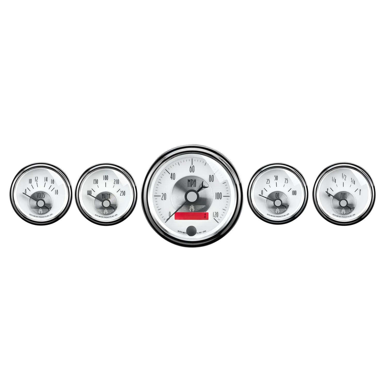 AutoMeter 2006 GAUGE KIT; 5 PC.; 3 3/8in./2 1/16in.; ELEC. SPEEDO W/LCD ODO; PRESTIGE PEARL