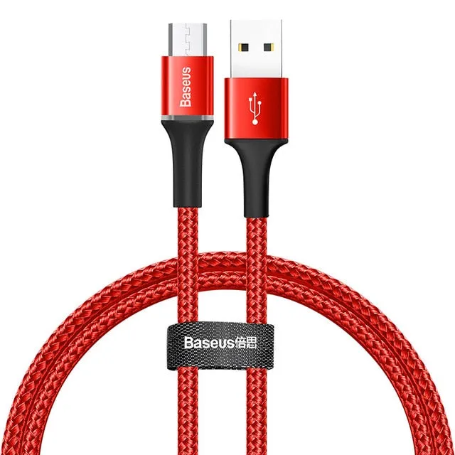 Baseus LED Lighting Micro USB Cable 3A Fast Charging Charger Microusb Cable For Samsung Xiaomi Android Mobile Phone Wire Cord 2m