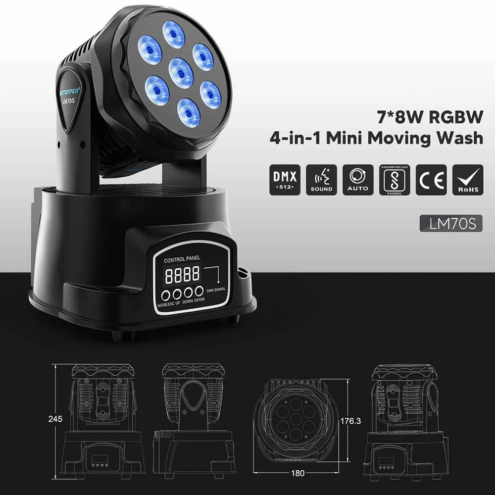 Betopper LM70S 7x8w Mini Moving Head Stage Light