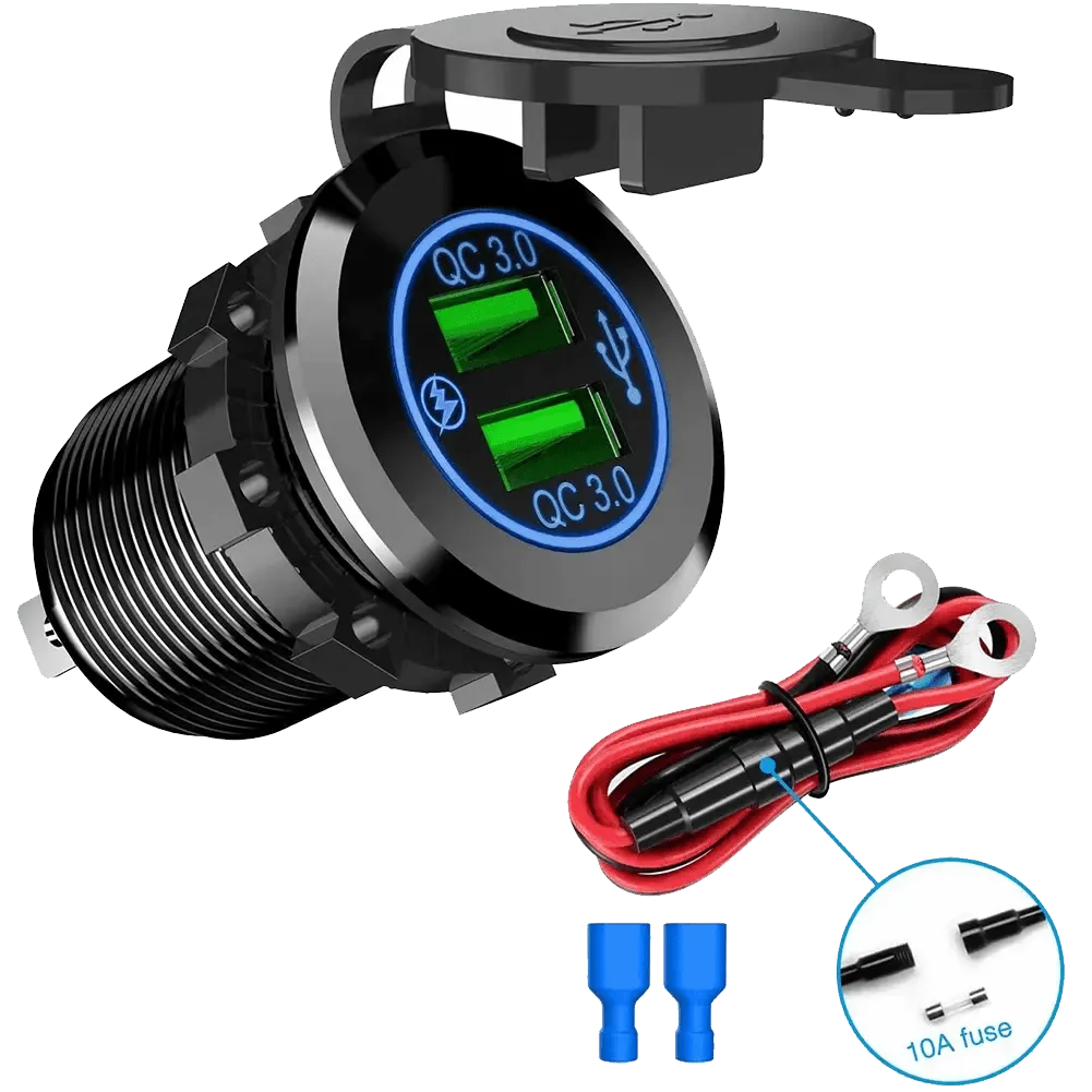 Blue LED Dual QC 3.0 USB Socket