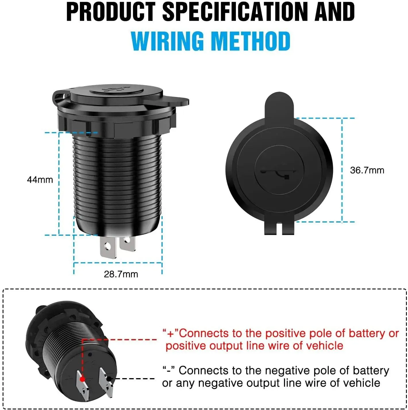 Blue LED Dual QC 3.0 USB Socket