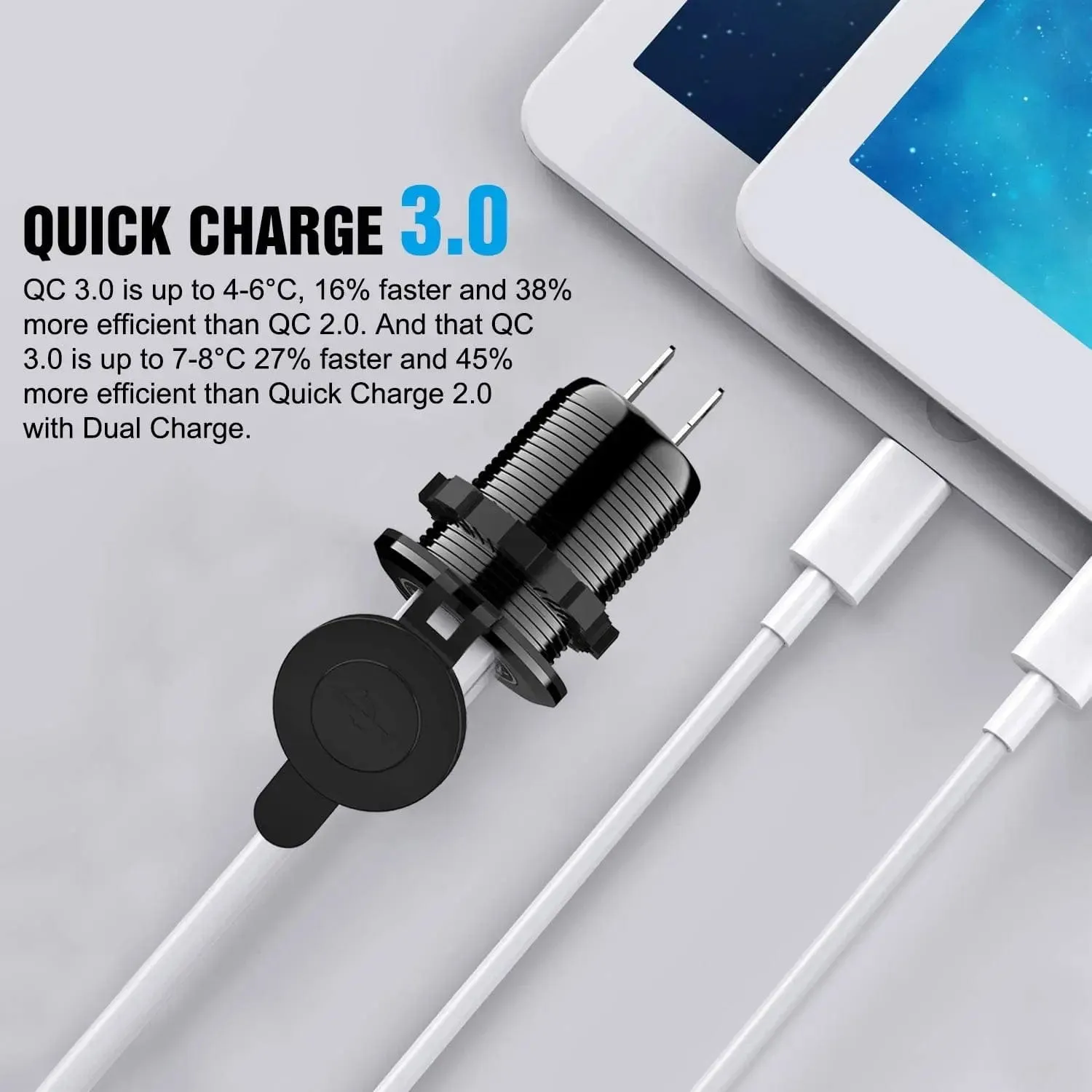 Blue LED Dual QC 3.0 USB Socket