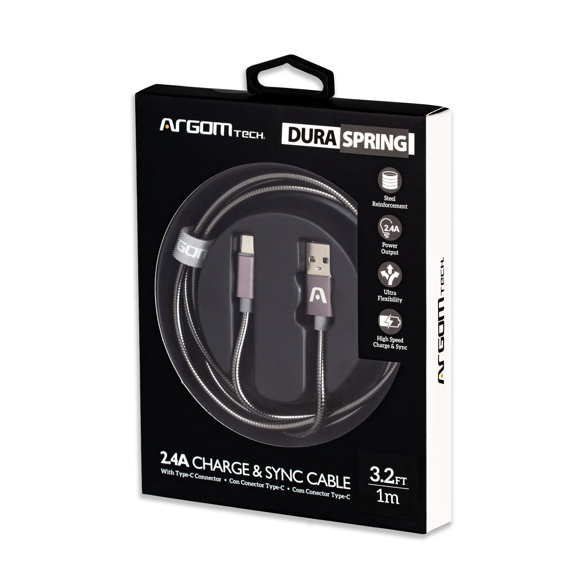CABLE TYPE-C TO USB 2.0 METAL BRAIDED DURA SPRING