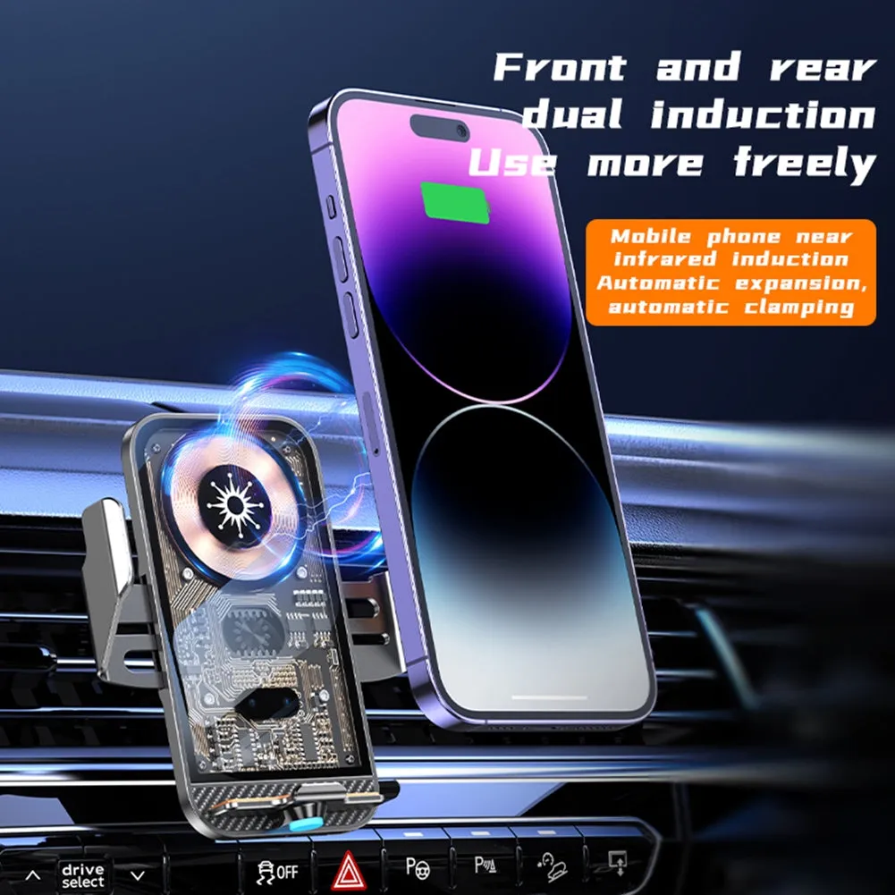Car Phone Holder Wireless Charger 15w Fast Charging 360-Degree