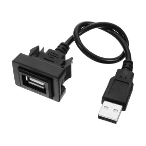Car USB 2.0 Extension Lead Cable Auto Dashboard Flush Mount