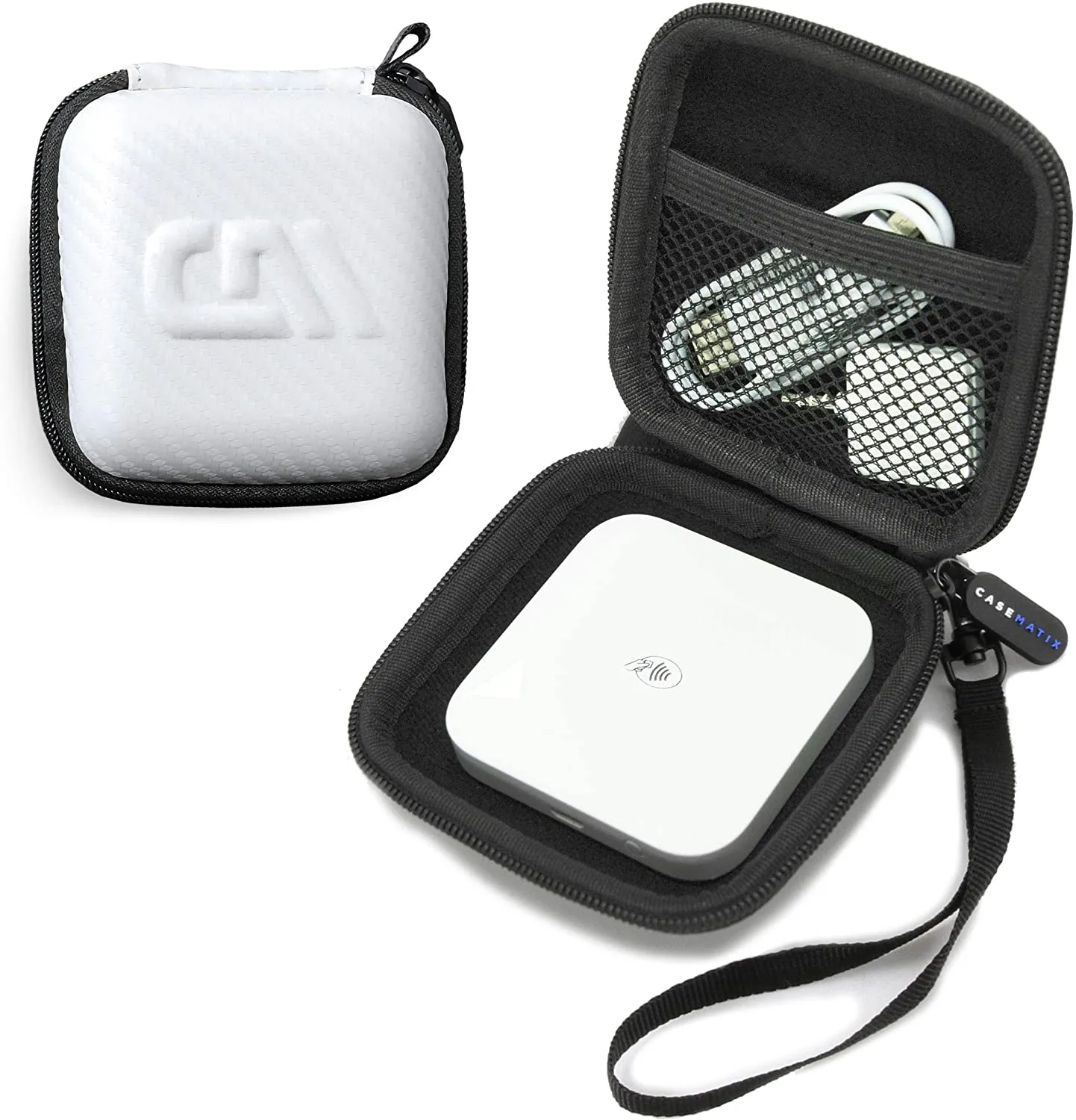 CASEMATIX Portable Credit Card Reader Case Compatible with Square Contactless and Chip Reader, Cable