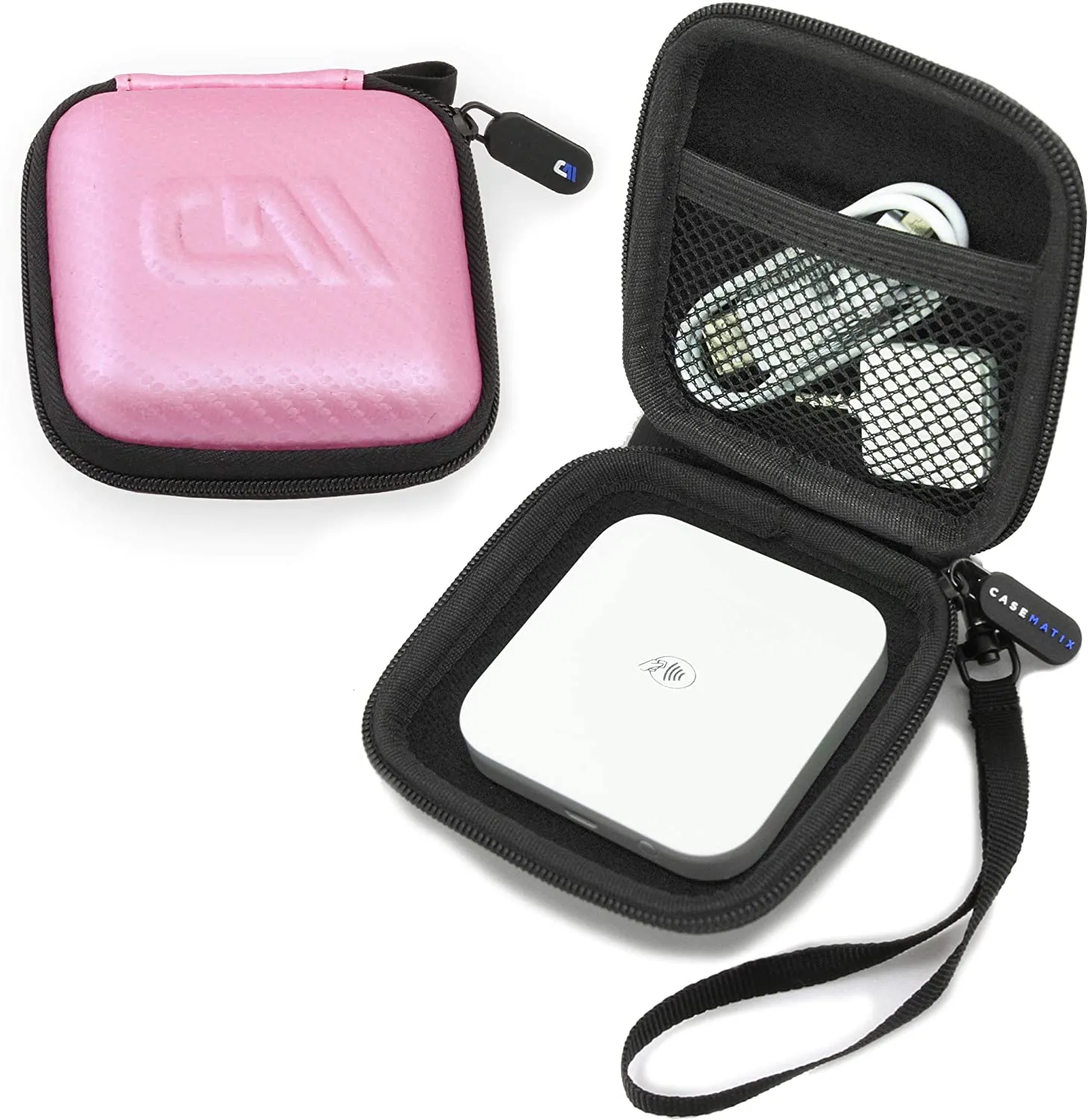 CASEMATIX Portable Credit Card Reader Case Compatible with Square Contactless and Chip Reader, Cable