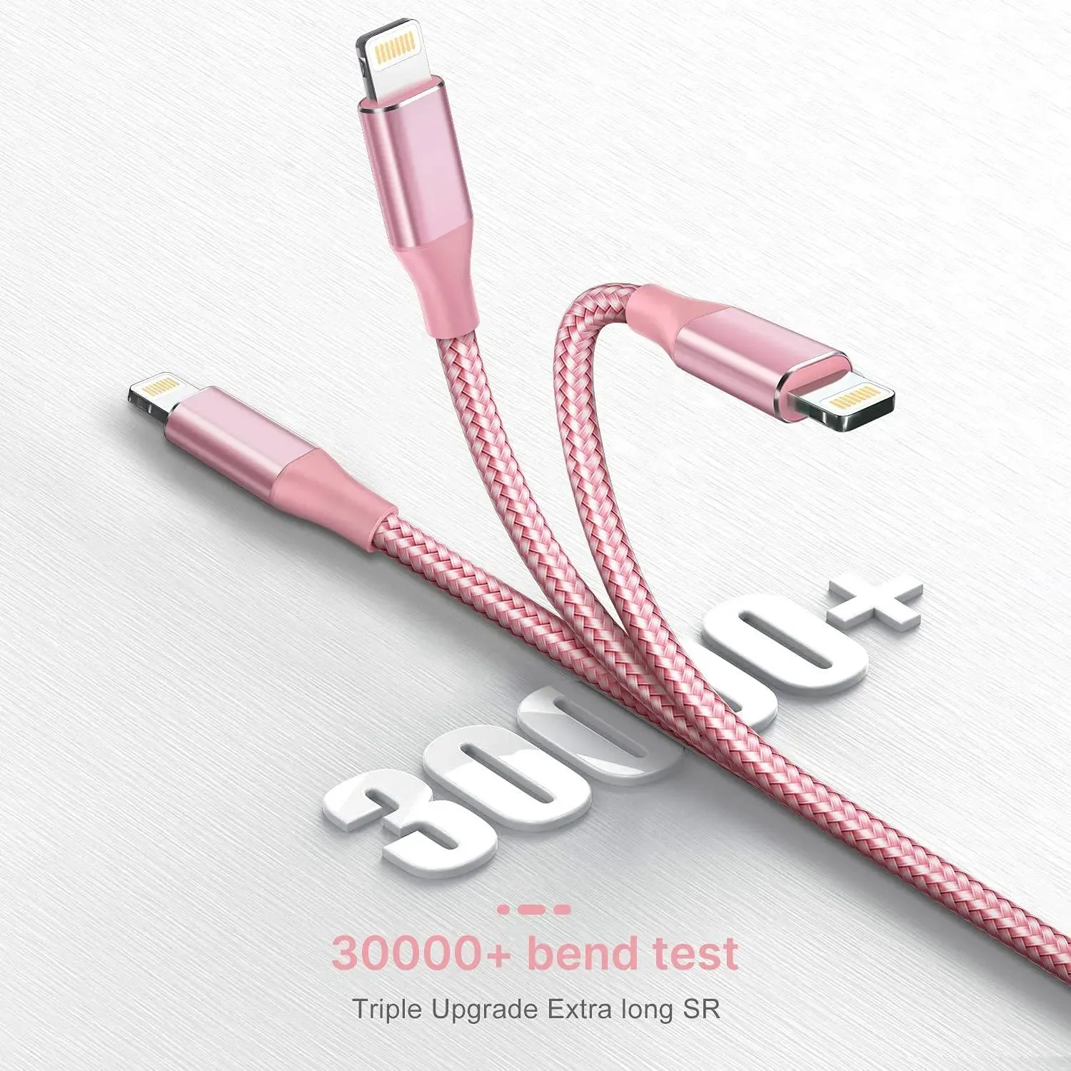 Charger Compatible for Iphone Cable Bundle 3 Pack ( 5 FT Cables) Silver , Red , Pink