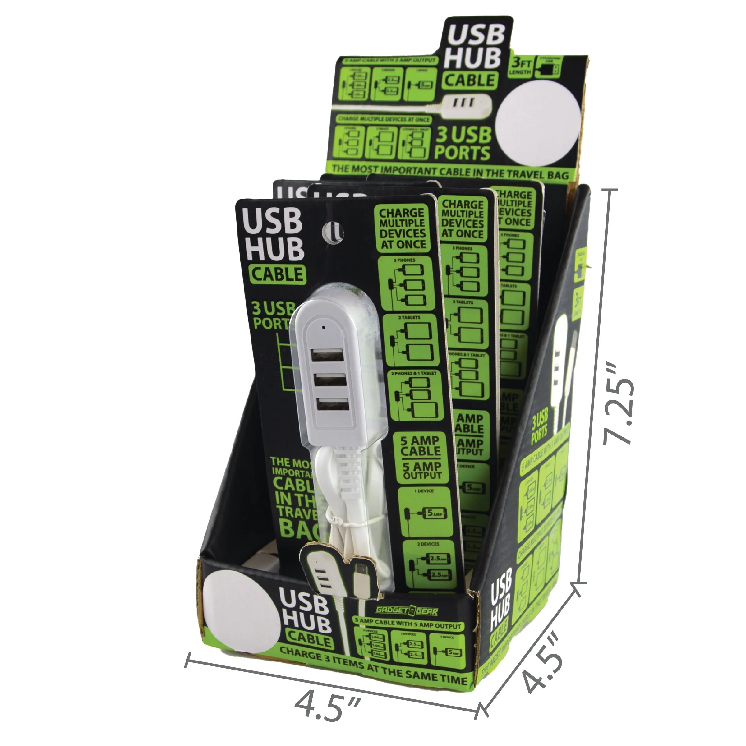 Charging Hub USB 3 Port USB 5 Amp - 6 Pieces Per Retail Ready Display 22084