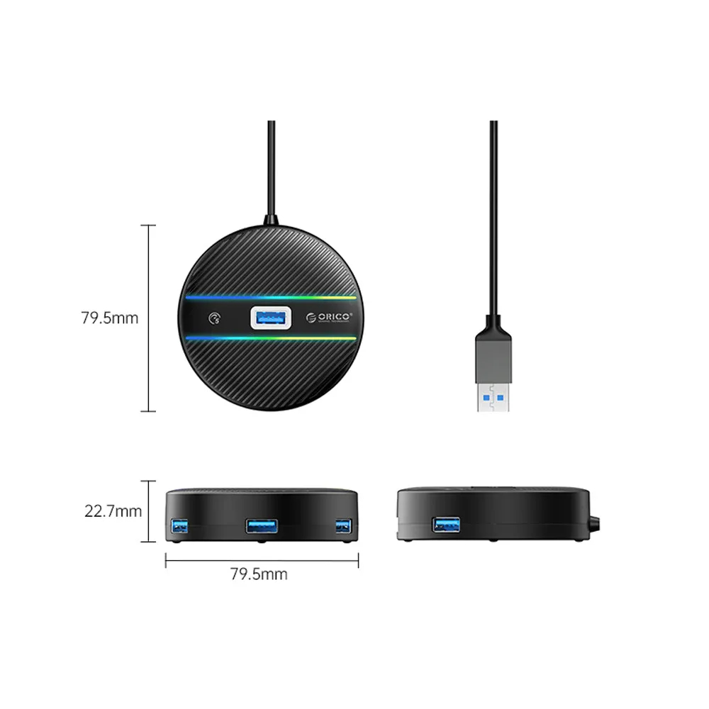 [CLEARANCE] ORICO 4-IN-1 USB HUB 5GBPS RGB (0.3M,1.8M) USB-A Cable with 4-Port USB 3.0 | Windows, Linux & macOS Support | for PCs, Computer Desktops & Laptops | USB Hubs & Docking Stations | YSR2-U3