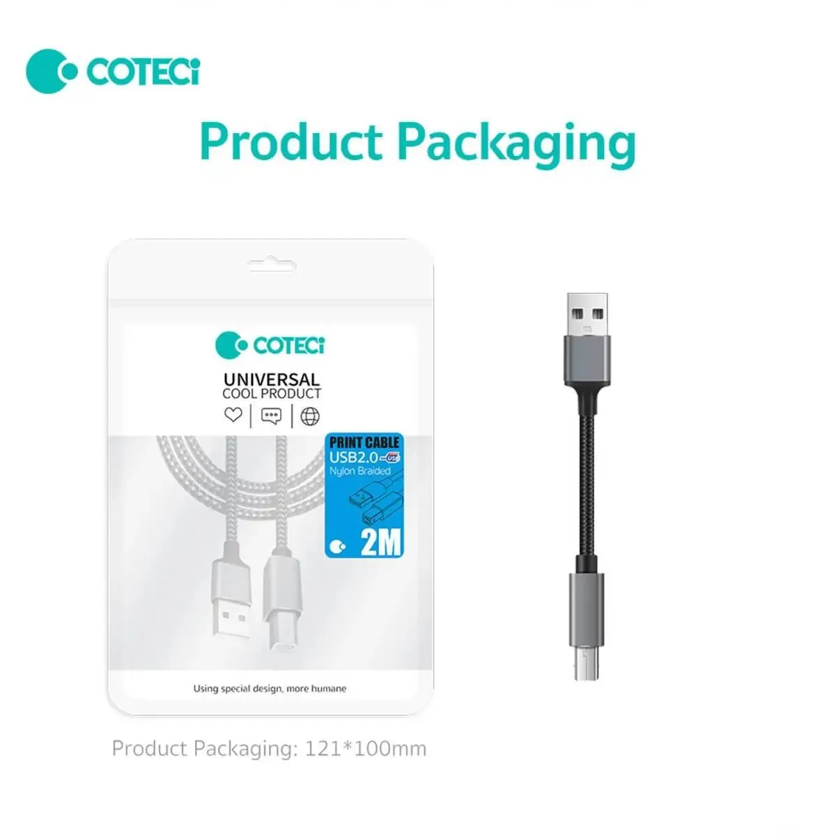 COTECi Nylon Braided USB 2.0 Printer Cable 3M - 87801